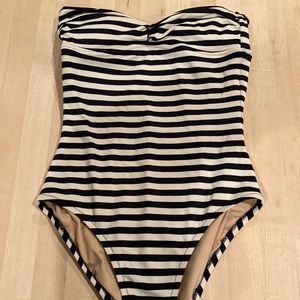 J Crew one piece swimsuit navy/white striped